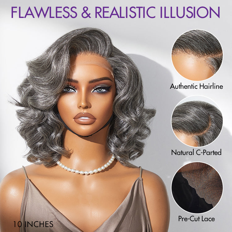 Mature Boss Salt and Pepper Bouncy Egg Curls Glueless Minimalist HD Lace Grey Wig-04