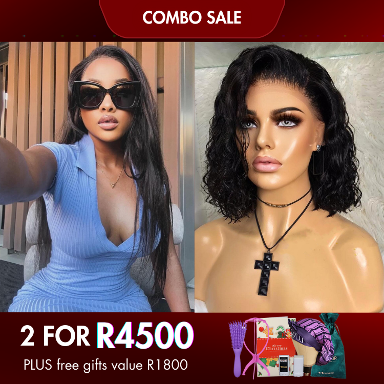 2 For 1 | Silk Straight 13*6 Frontal Lace Side Part Wig+ 4*4 Closure Side Part Water Wave Wig