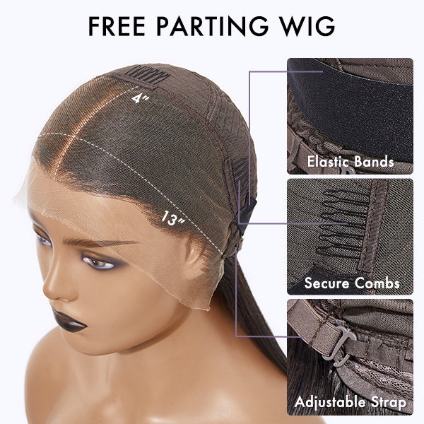 2 For 1 | Natural Black Straight 13x4 Frontal Lace Glueless Wig With Bangs+ Water Wave With Bang Wig