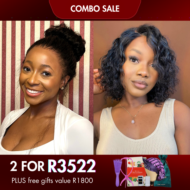 2 For 1 |360 Lace Natural Black Water Wave Wig + Natural Black 4*4 Closure Water Wave Wig