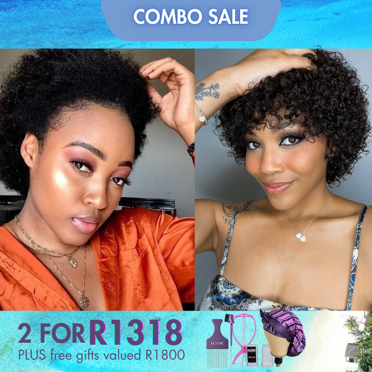 2 For 1 | Natural Afro Wig + Bouncy Glueless Wig