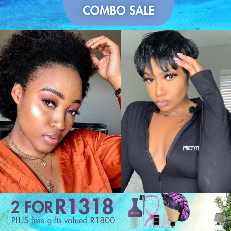 2 For 1 | Natural Afro Wig + Hot Pixie Cut Glueless Wig