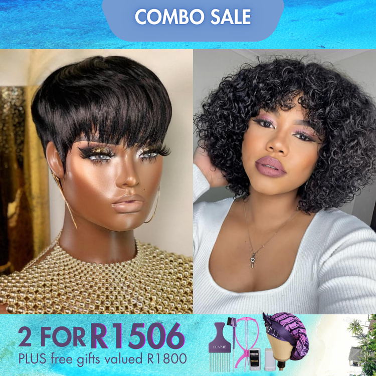 2 For 1 | Hot Pixie Cut Glueless Wig+ Kinky Curly Wigs Human Hair