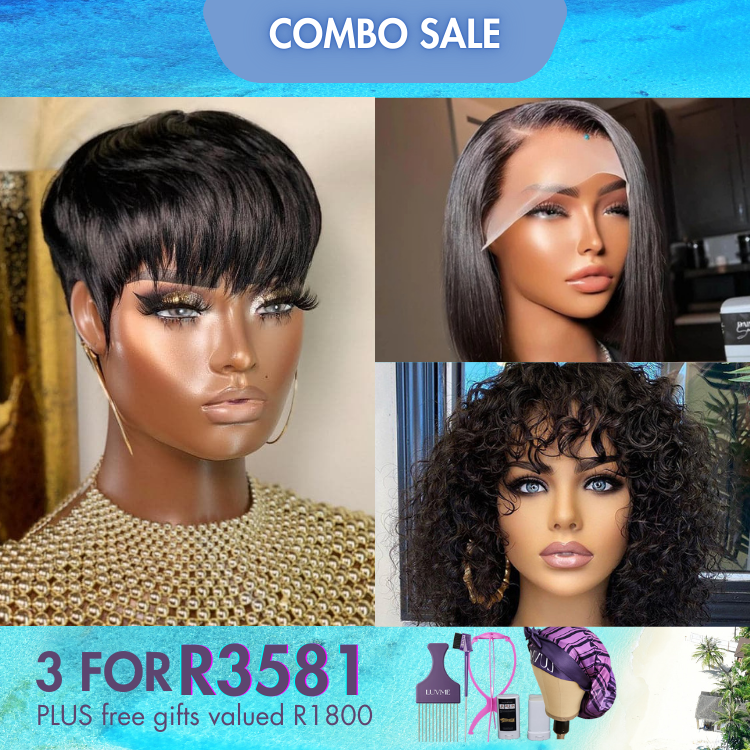 3 For 1 |  Glueless Pixie Wig+Side Part BoB Wig+  Glueless Water Wave Wig