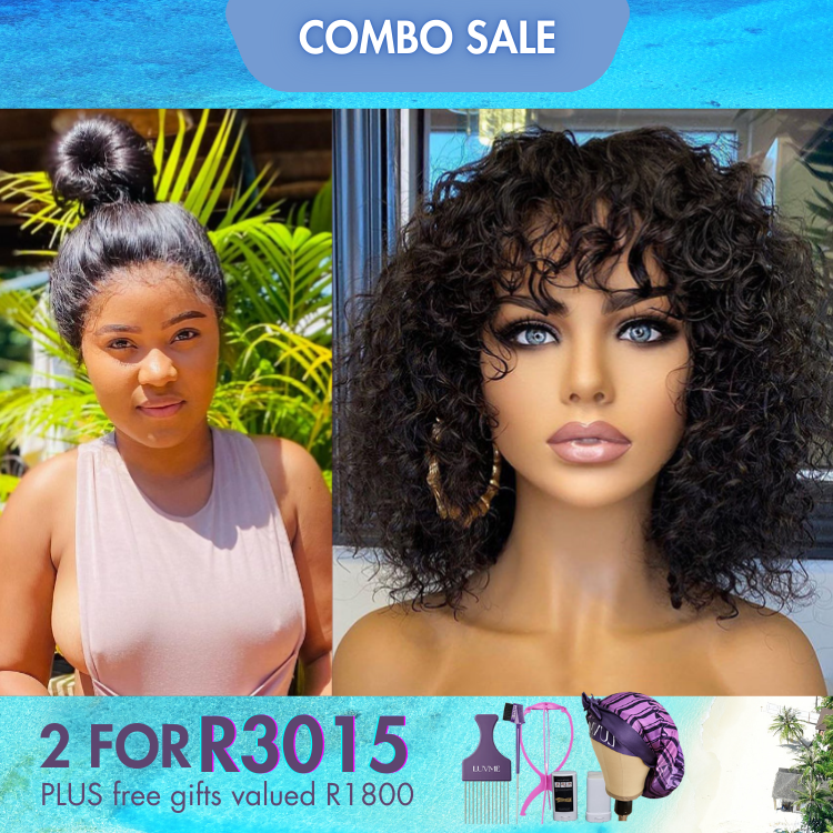 2 For 1 | Full Lace Classy Natural Black Straight Wig+Water Wave With Bang Glueless Wig