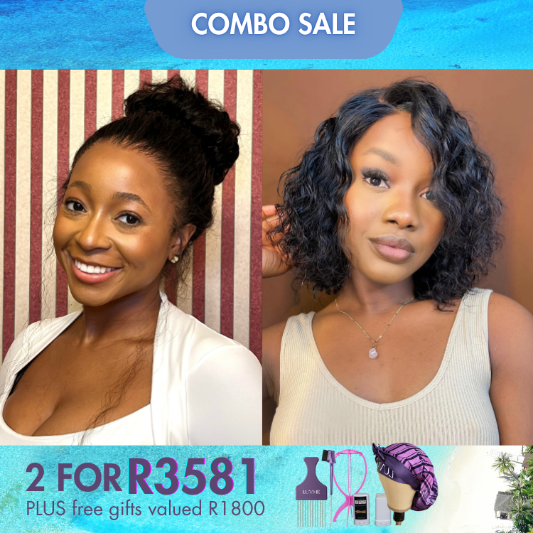 2 For 1 |360 Lace Natural Black Water Wave Wig + Natural Black 4*4 Closure Water Wave Wig