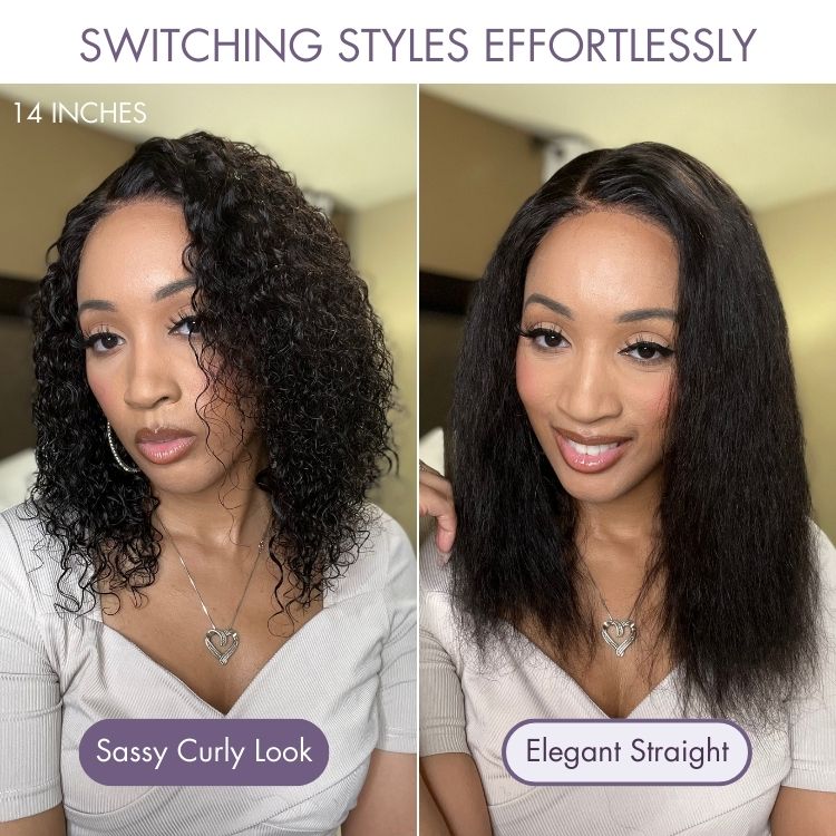 Brown Highlight Wet and Wavy 5x5 Closure Pre-Cut Lace Water Wave Wig Glueless Side Part Human Hair Wig-08