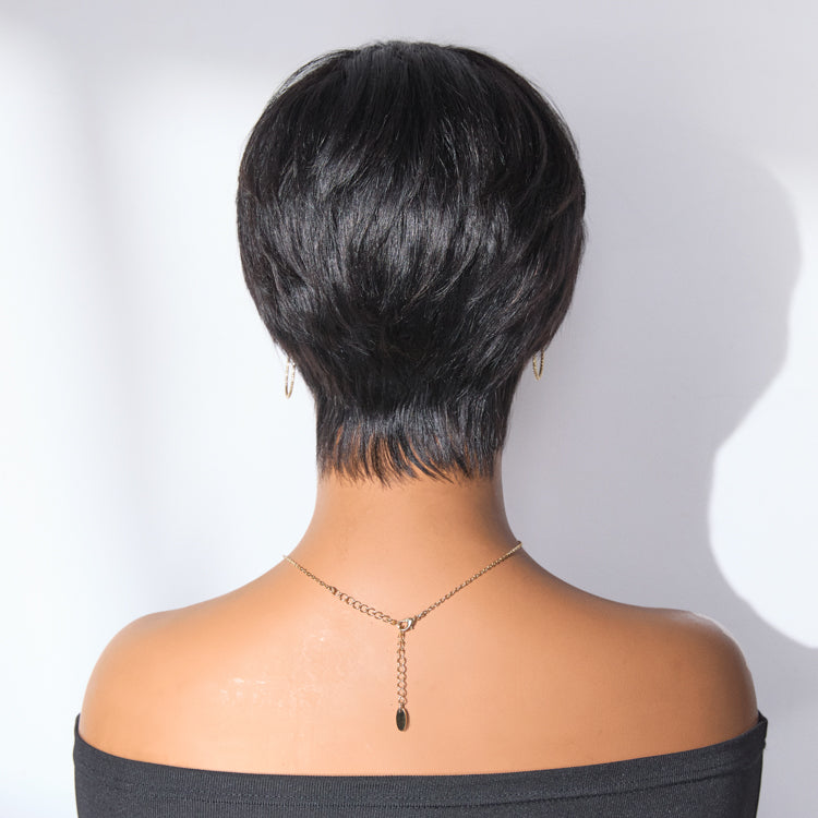 Exclusive Sale | Throw On & Go Short Cut with Bangs Wig Ultra Comfort Cotton Cap Glueless Wig Hair Loss Friendly-09