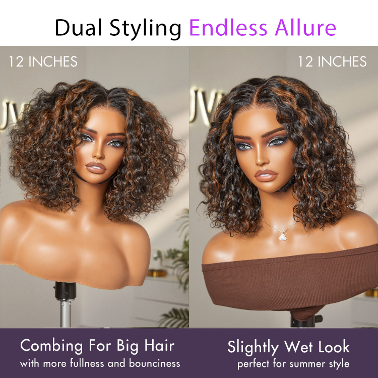 1 Sec Install Wig | ReadytoGo Soft Deep Curl Bob Glueless 4x4 Closure Lace Wig-03