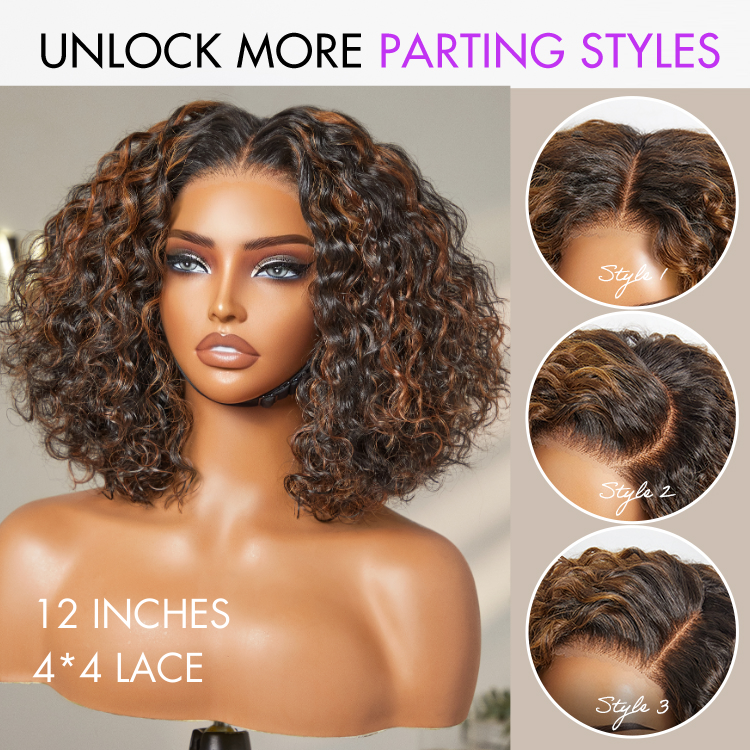 1 Sec Install Wig | ReadytoGo Soft Deep Curl Bob Glueless 4x4 Closure Lace Wig-04