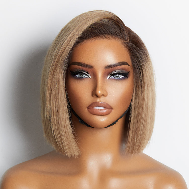 Put On & Go Blunt Cut Ash Blonde Straight Bob Minimalist HD Lace Glueless C Part Wig-02