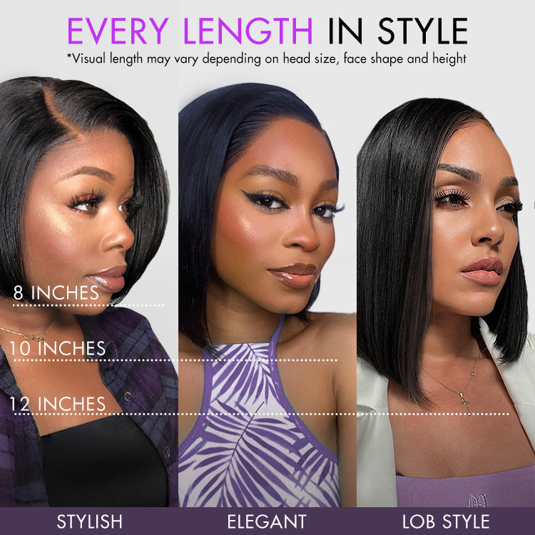 Special Deal | Put On & Go Blunt Cut Straight Bob Minimalist HD Lace Glueless C Part Wig-06