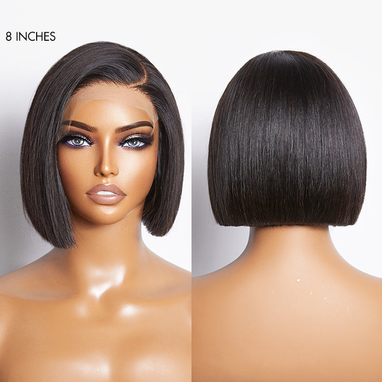 Special Deal | Put On & Go Blunt Cut Straight Bob Minimalist HD Lace Glueless C Part Wig-09