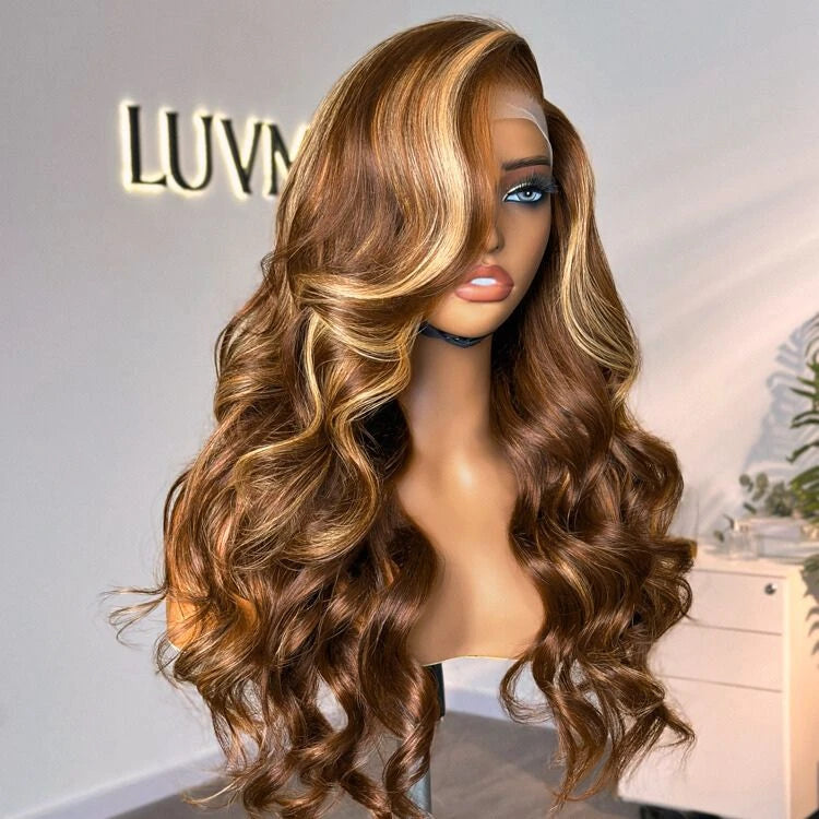 Outlet | Honey Blonde Highlight Body Wave Glueless 7x6 HD Lace Wig-01