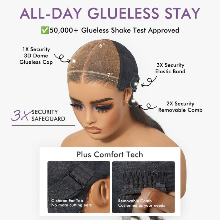 Luvme All-Day Comfort™ Wig 200% Density Bone Straight Glueless 7x6 Closure HD Lace Human Hair Wig Pre-Cut Lace-10