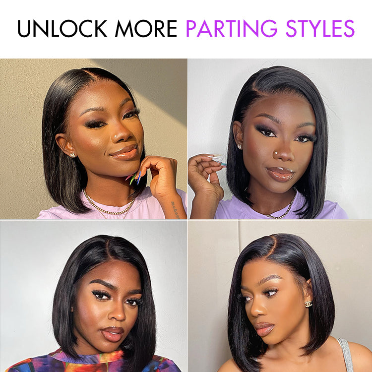 PreMax Wigs | Super Natural Hairline Silky Blunt Cut Glueless 13x4 Frontal Lace Human Hair Short Bob Wig-03