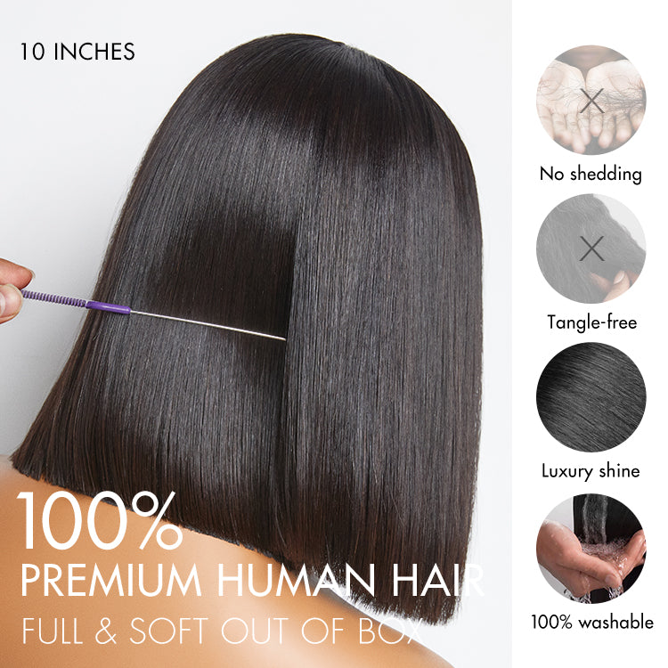 PreMax Wigs | Super Natural Hairline Silky Blunt Cut Glueless 13x4 Frontal Lace Human Hair Short Bob Wig-05