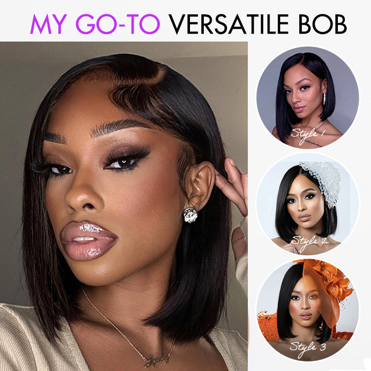 PreMax Wigs | Super Natural Hairline Silky Blunt Cut Glueless 13x4 Frontal Lace Human Hair Short Bob Wig-04