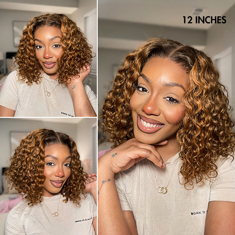Worth I Brown Highlight Deep Curly Glueless 5x5 Closure Pre-Cut Lace Wig-04