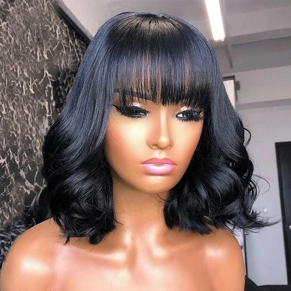 OUTLET | Natural Black Body Wave Minimalist Lace 12 inches Wigs-01