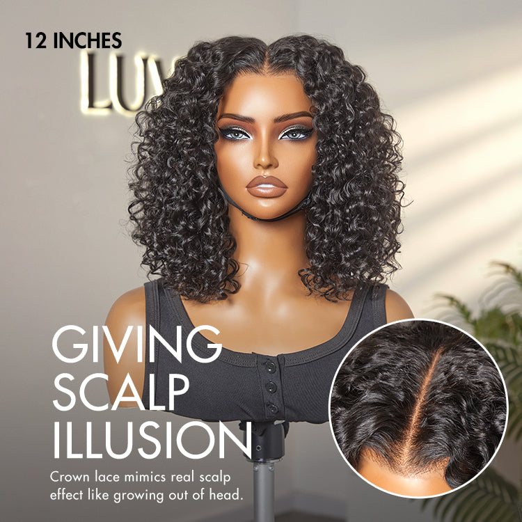 1 SEC INSTALL WIG | Ombre Brown Highlight / Natural Black Deep Curly Glueless 5x5 Closure Lace Wig Pre-Cut Lace-07