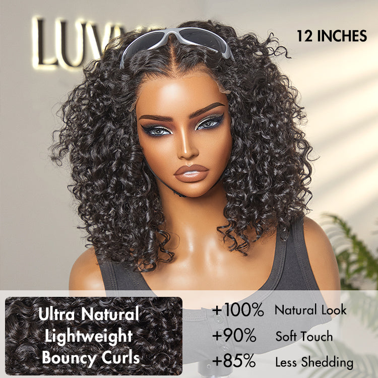 1 SEC INSTALL WIG | Ombre Brown Highlight / Natural Black Deep Curly Glueless 5x5 Closure Lace Wig Pre-Cut Lace-08
