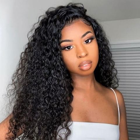 OUTLET | Natural Black 13*2 Lace 20 inches Free Part Water Wave Wigs-01
