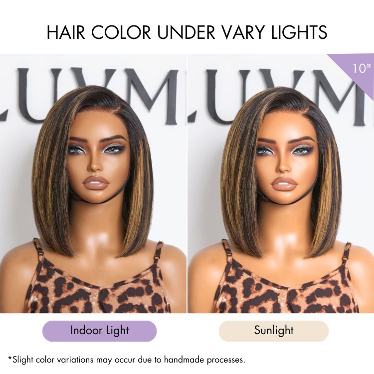 Luvme All-Day Comfort™ Wig Brown Highlight Blunt Cut Bob Glueless Minimalist HD Lace Wig Pre-Cut Lace-07