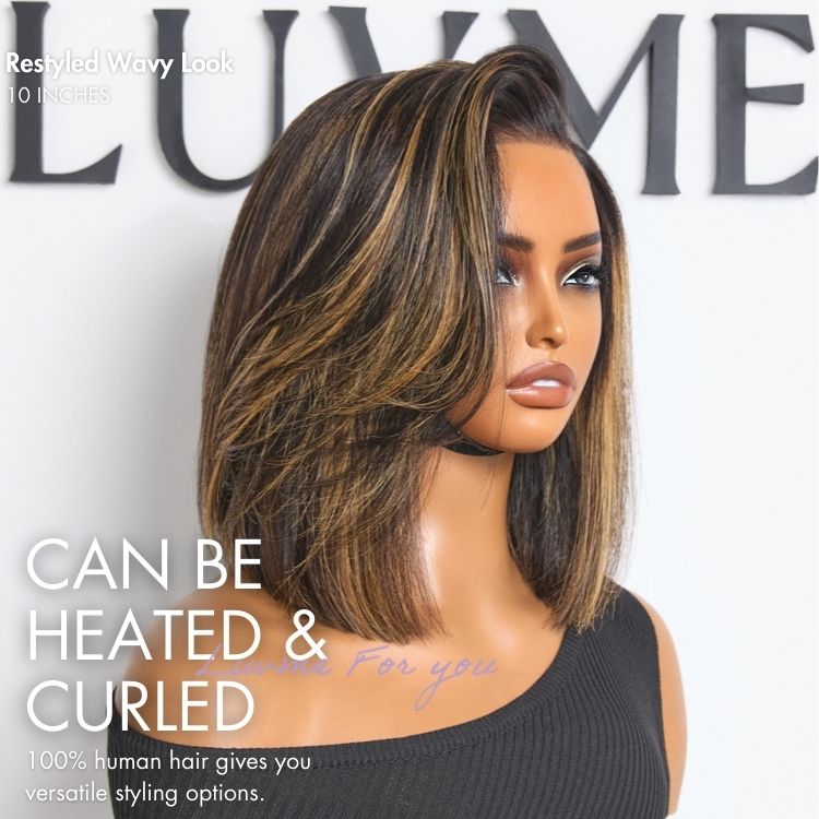 Luvme All-Day Comfort™ Wig Brown Highlight Blunt Cut Bob Glueless Minimalist HD Lace Wig Pre-Cut Lace-06