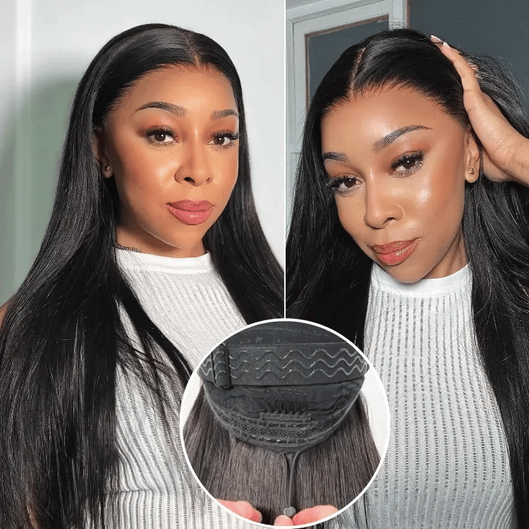 PreMax Wigs - Flexi-Fit Invisi Drawstring Cap Silky Straight Glueless 13x4 Frontal Lace Human Hair Wig Pre-Cut Lace-01