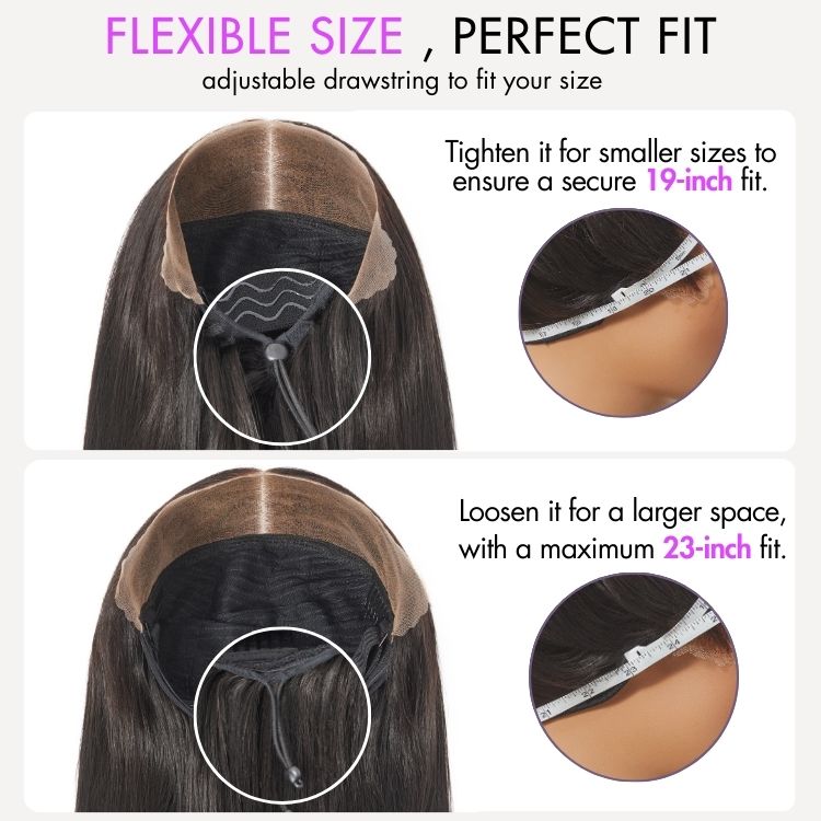 special I PreMax Wigs - Flexi-Fit Silky Straight Invisi Drawstring Cap & HD Lace & Regular Lace Glueless 13x4 Frontal Lace Human Hair Wig Pre-Cut Lace-14