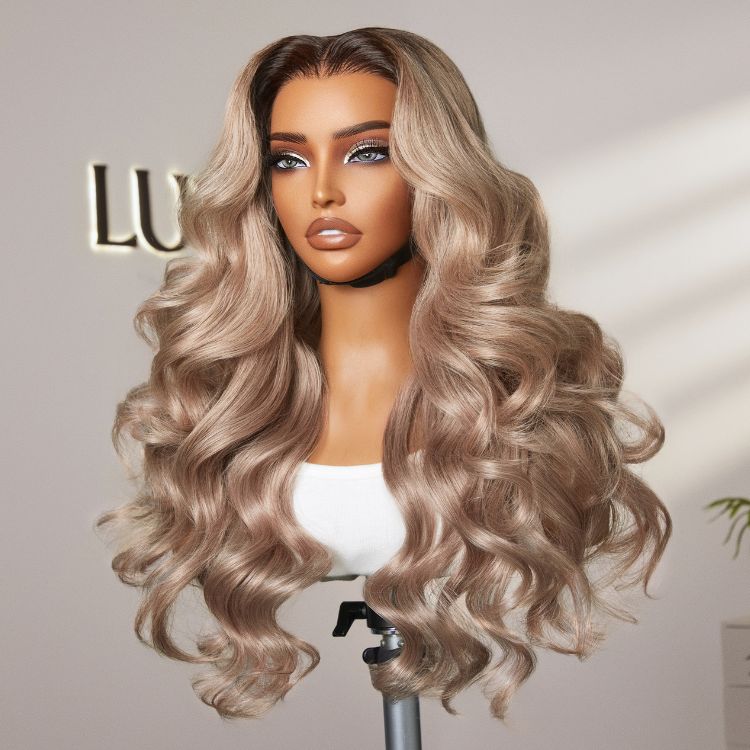 Gorgeous Loose Body Wave Ash Blonde Hair Wig Glueless 5x5 Closure Lace Wig Breathable Cap-01