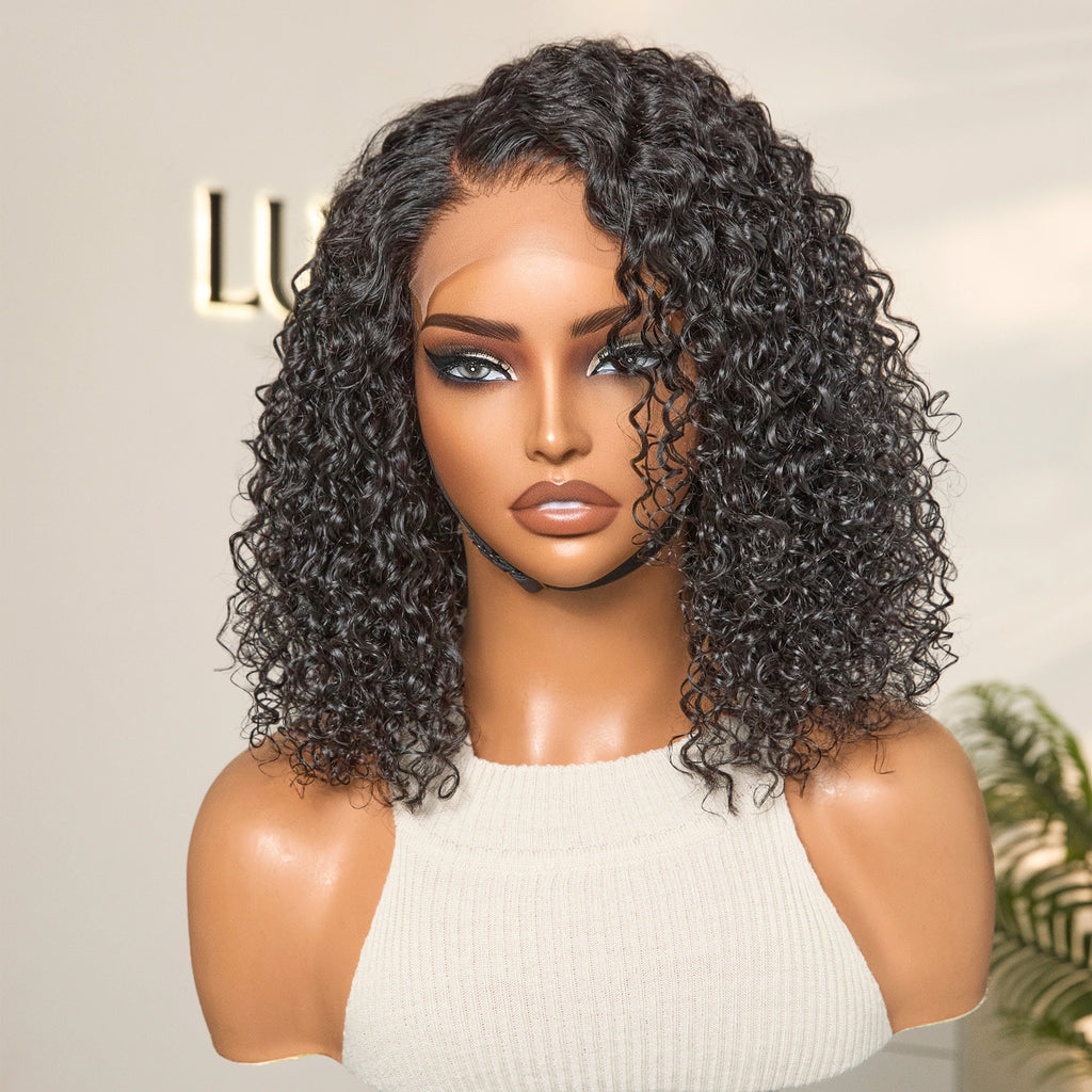 Worth | Wet and Wavy | Water Wave 4x4 Closure Lace Glueless Side Part Short Wig 100% Human Hair-02