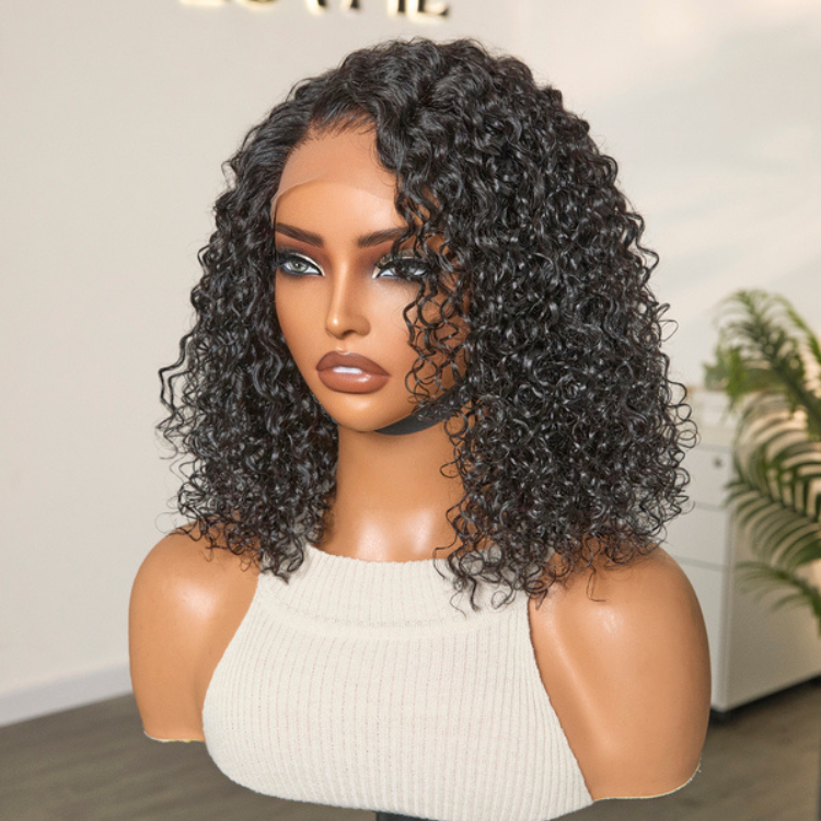 Worth | Wet and Wavy | Water Wave 4x4 Closure Lace Glueless Side Part Short Wig 100% Human Hair-01