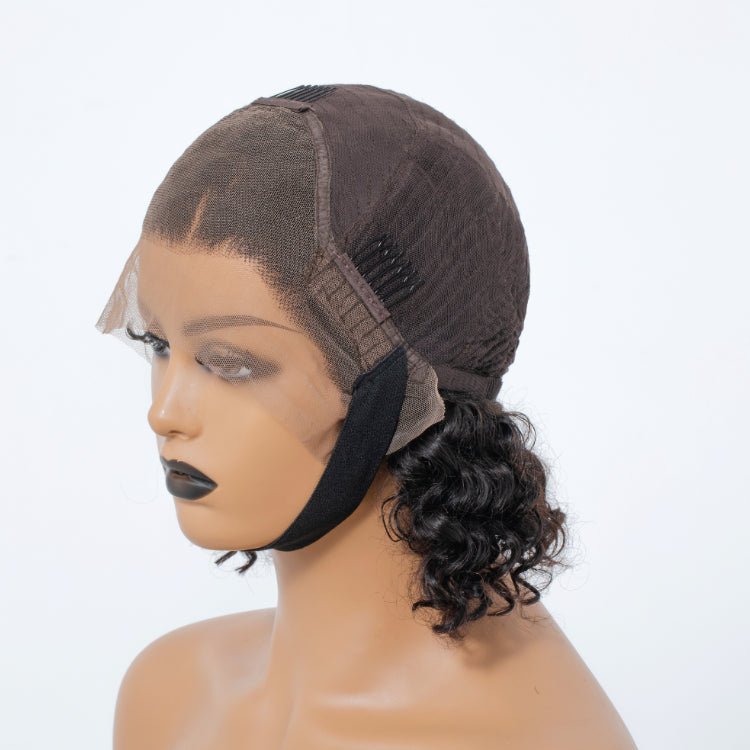 Worth | Natural Black Stunning Water Wave Wigs Frontal Lace 10 inches Side Part-02