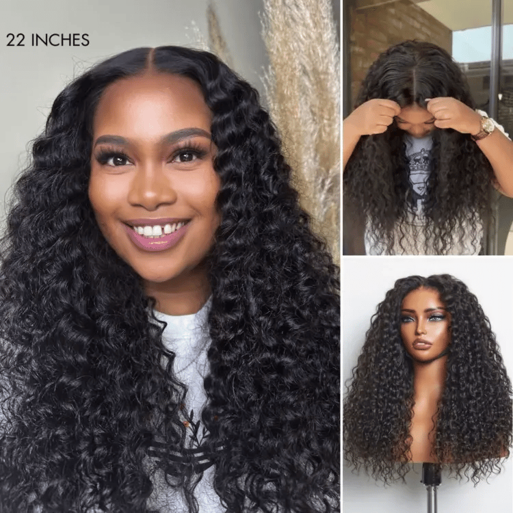 PreMax - ReadytoGo Super Natural Hairline Deep Wave Glueless 4x4 Closure Lace Wig Middle Part-13