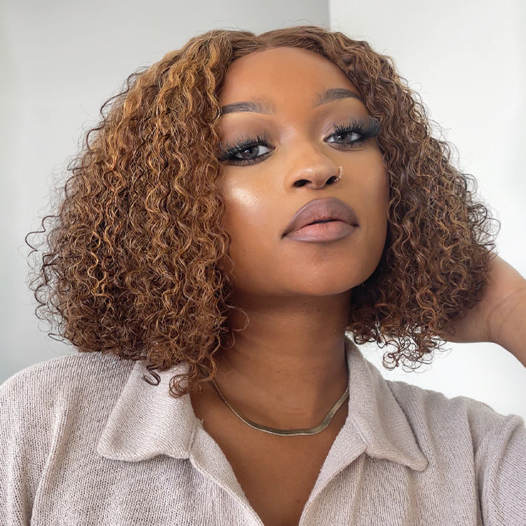 Worth |Blonde Highlight Curly Bob 13x4 Frontal Lace Wig Mid Part-03