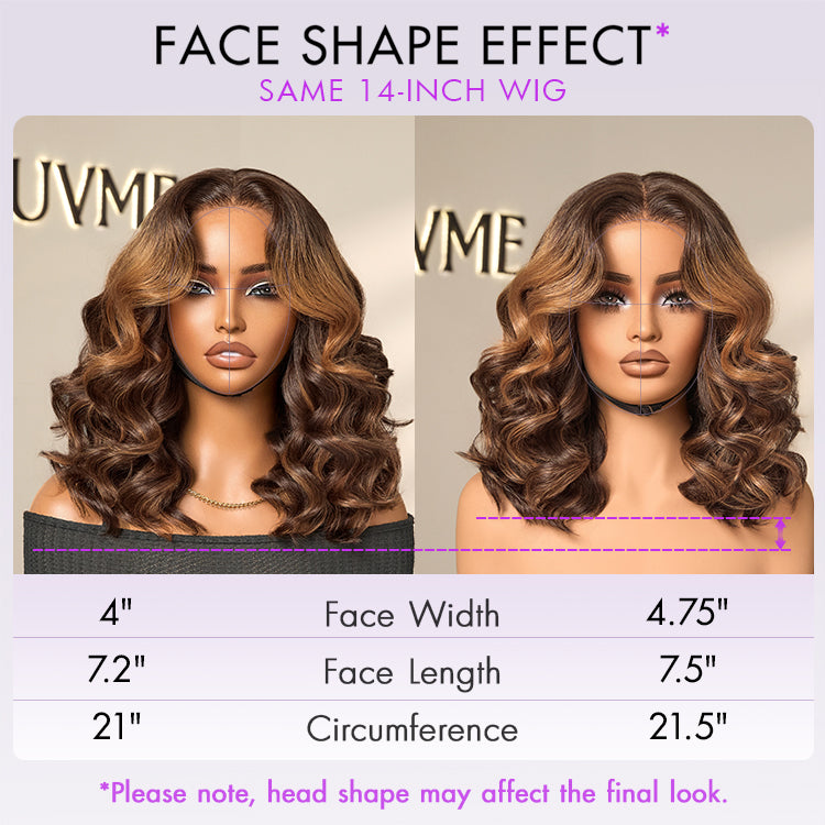 Elegant Brown Ombre Loose Wave Minimalist HD Lace Glueless Short Wig 100% Human Hair Pre-Cut Lace-10