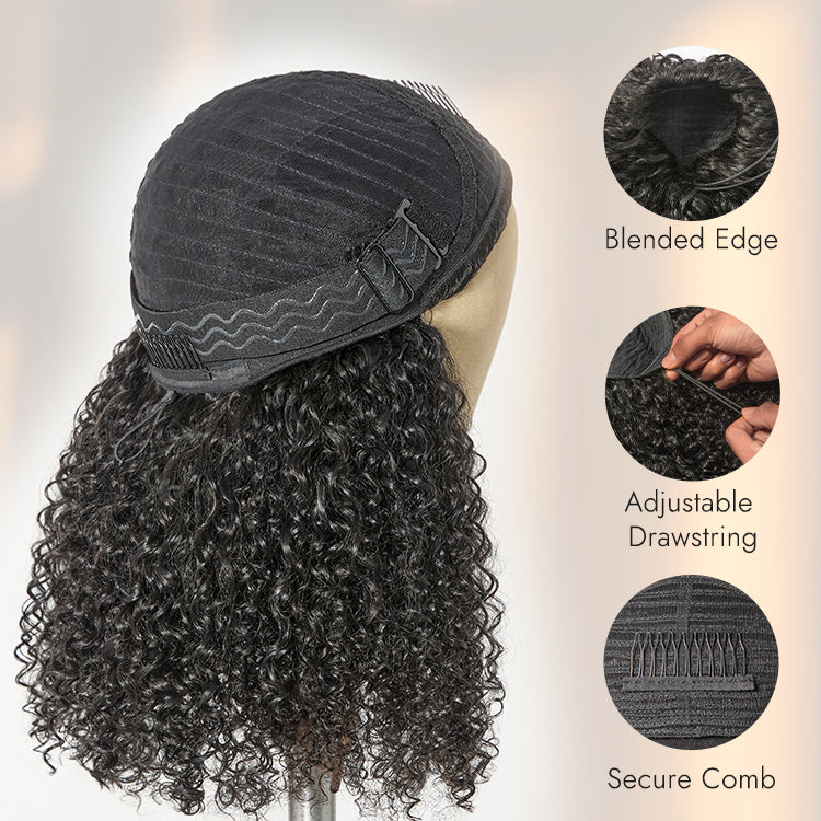 [_zeey_m]'s Special Link Natural Textured | 3-In-1 Half Wig 250% Density Kinky Curly Glueless Flexi-Fit Drawstring Wig-09