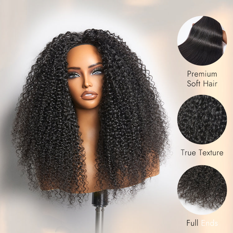 [_zeey_m]'s Special Link Natural Textured | 3-In-1 Half Wig 250% Density Kinky Curly Glueless Flexi-Fit Drawstring Wig-08