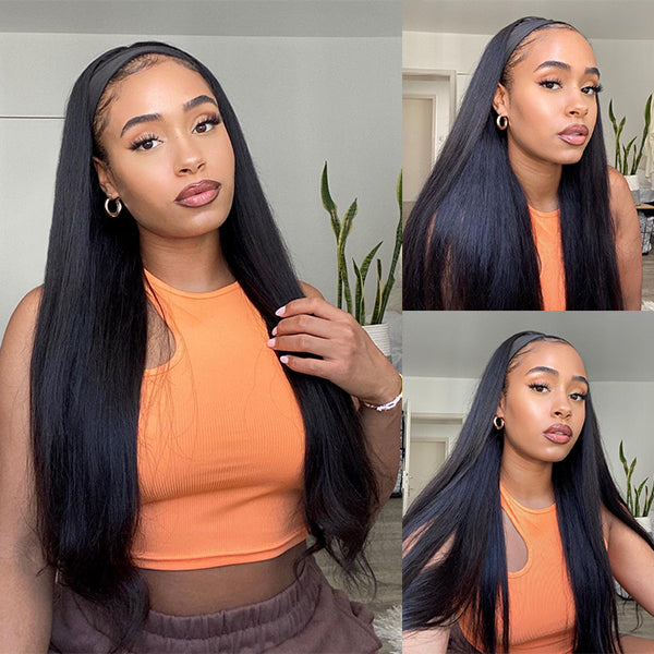 Worth | Put On & Go Silky Straight Headband Wig Beginner Friendly 100% Human Hair (Get Free Trendy Headbands)-10