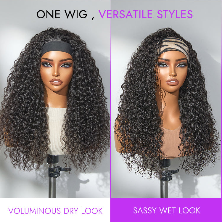 VIP Only | Wet And Wavy  Natural Black Headband Long Wig 100% Human Hair-05