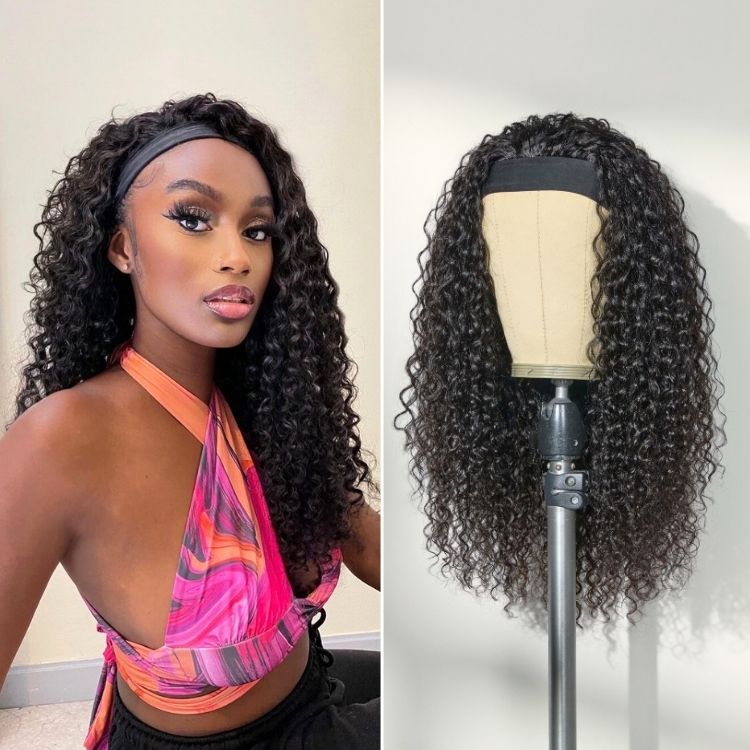 VIP Only | Wet And Wavy  Natural Black Headband Long Wig 100% Human Hair-04