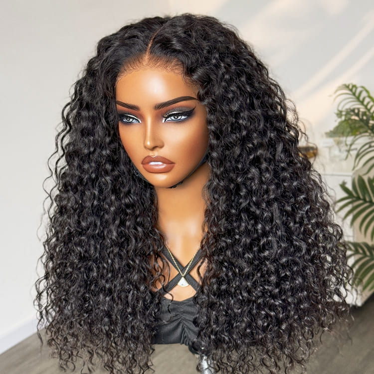 Worth |Natural Black Wave Wave 4x4 Closure Lace Wig Mid Part-01