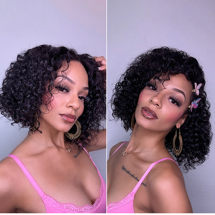 Special Deal | Natural Black Deep Curly Glueless 5x5 Closure Pre-Cut Lace Wig Breathable Cap-01