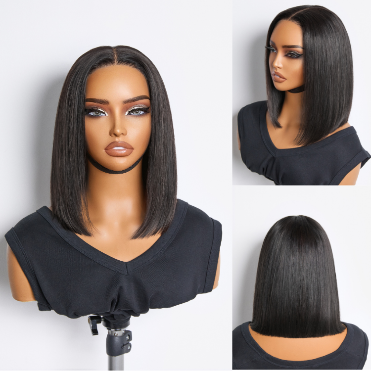 Super Soft Silky Straight Glueless 4x4 Closure Lace Wig Middle Part-02