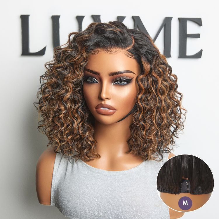 Luvme All-Day Comfort™ Wig Brown Highlight Deep Wave Glueless Minimalist HD Lace Curly Wig Pre-Cut Lace-01