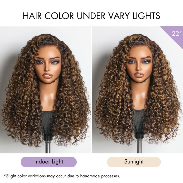 outlet | Luvme All-Day Comfort™ Wig PartingMax Brown Highlights Funmi Curly 7x6 Closure HD Lace Glueless Wig Pre Cut Lace-10