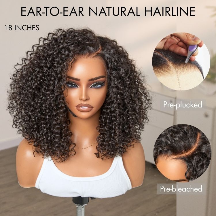 180% Density Face-Framing Trendy Curly Wig Glueless Ear-to-ear Wide T Lace Front Wig Human Hair Pre-Cut Lace-09