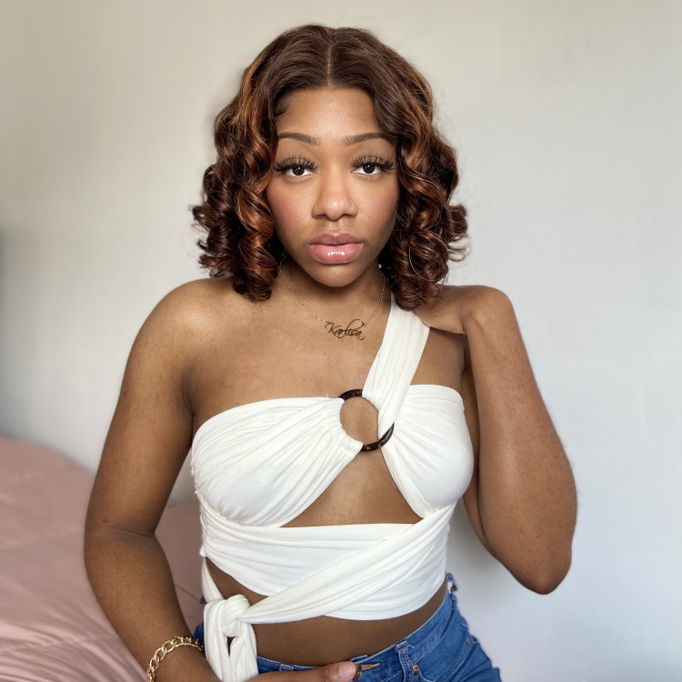 Worth | Elegant Brown Ombre Loose Wave Minimalist HD Lace Glueless Short Wig 100% Human Hair-04